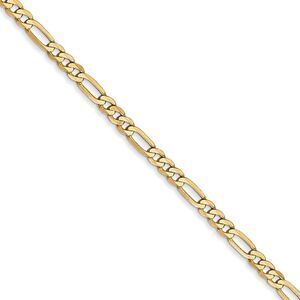 2.75mm, 14k Yellow Gold, Flat Figaro Chain Necklace, 24 Inch